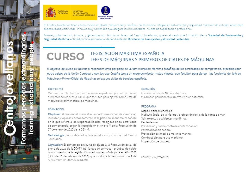 Imagen Legislación marítima española - jefes de máquinas y primeros oficiales de máquinas
