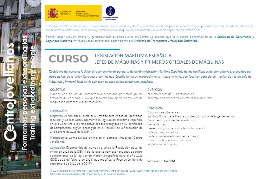 Imagen Legislación marítima española - jefes de máquinas y primeros oficiales de máquinas