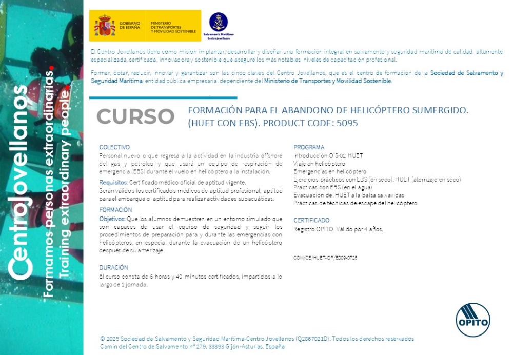Imagen Formación para el abandono de helicóptero sumergido (HUET con EBS). Product code 5095