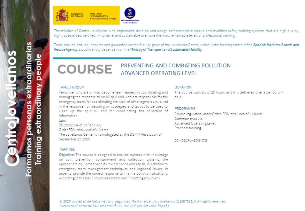 Imagen Preventing and combating pollution (Advanced operating level)