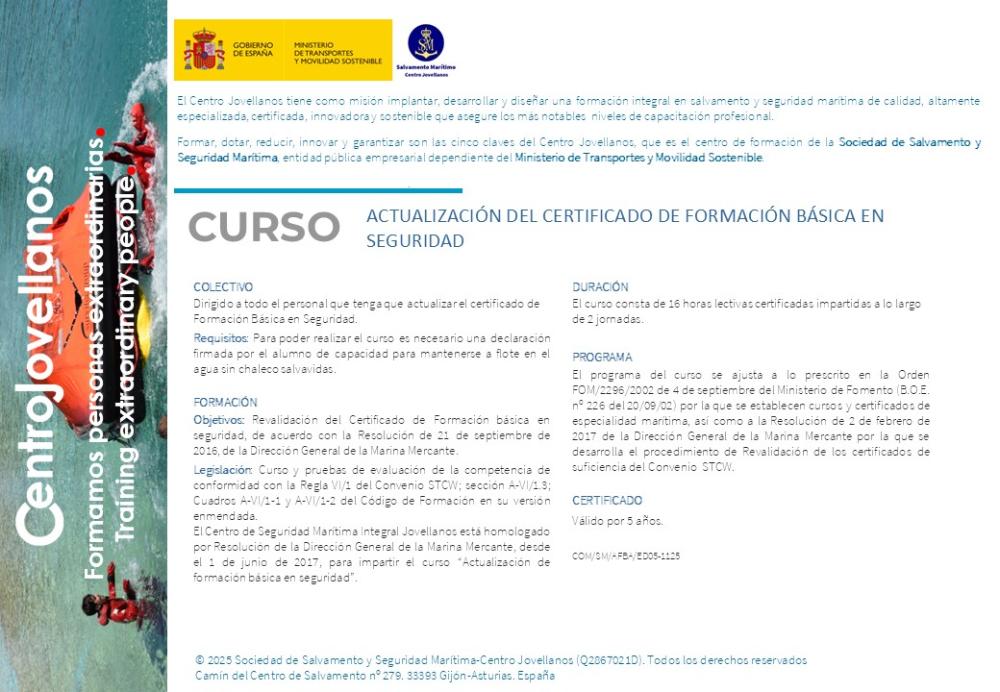 Imagen Actualización del certificado de formación básica en seguridad