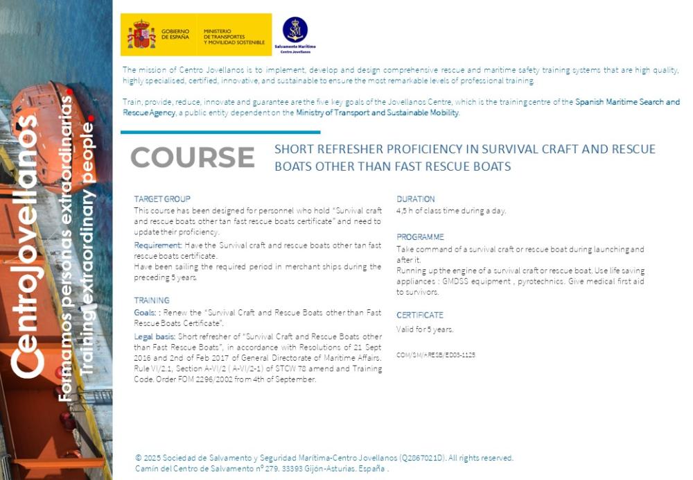 Imagen Short refresher proficiency in survival craft and rescue boats other than fast rescue boats