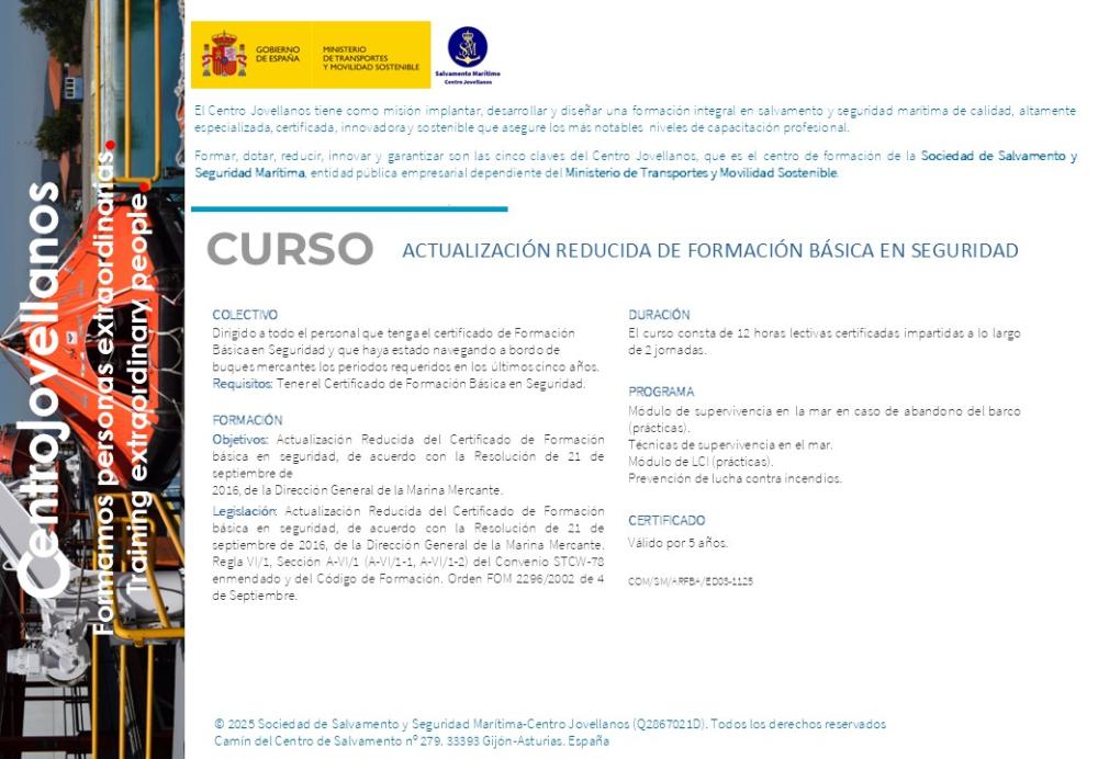 Imagen Actualización reducida del certificado de formación básica en seguridad