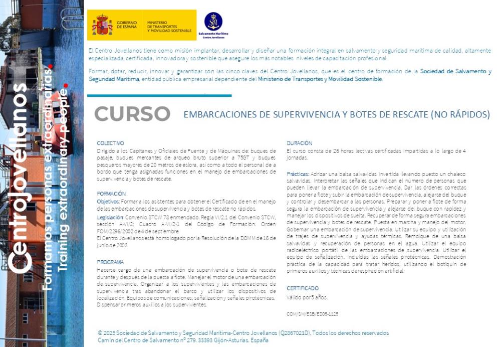 Imagen Embarcaciones de supervivencia y botes de rescate, no rápidos