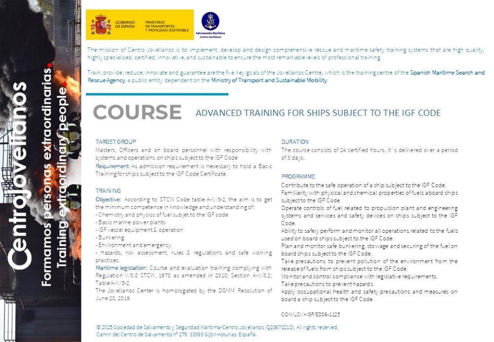 Imagen Advanced training for ships subject to the IGF code