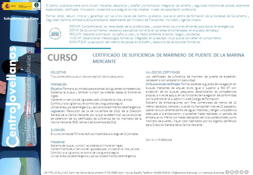 Imagen Certificado de Suficiencia de Marinero de Puente de la Marina Mercante
