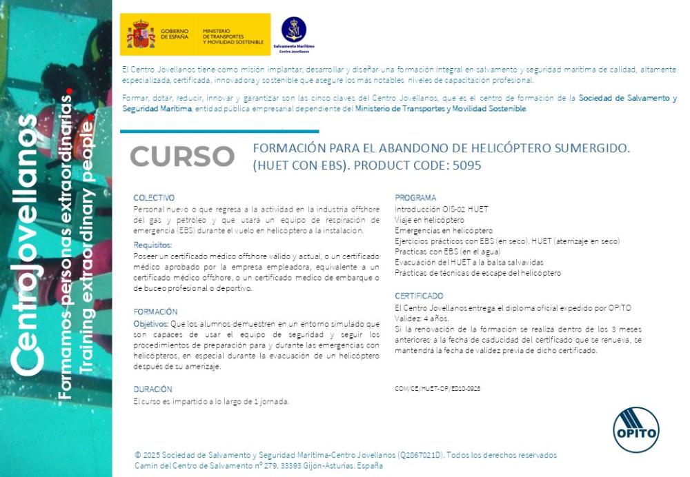 Imagen Formación para el abandono de helicóptero sumergido (HUET con EBS). Product code 5095